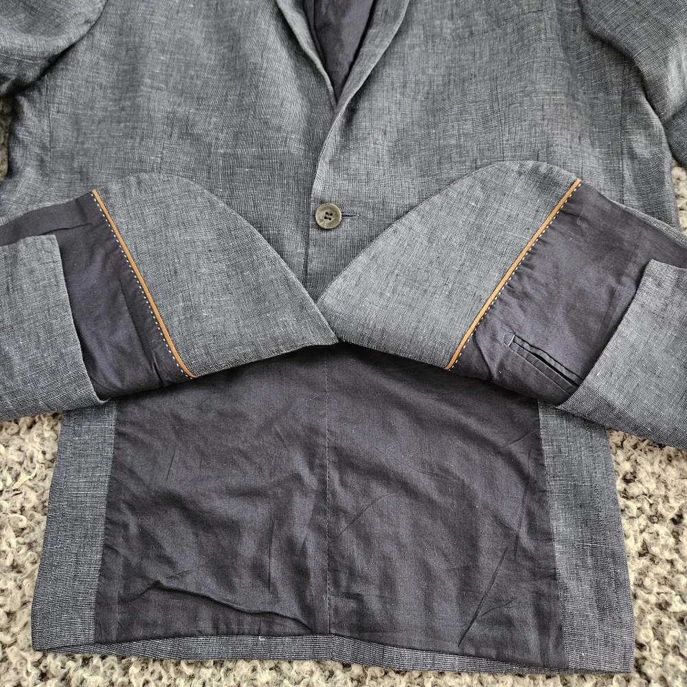 Rodd & Gunn Men's Blue Linen Blazer L Large Sport Fit 2-Button Jacket Sport Coat - Picture 7 of 15